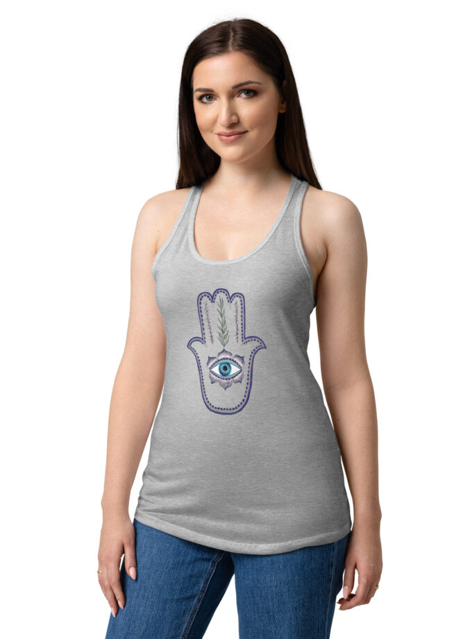 Olive Branch Hamsa Fitted Racerback Tank Top