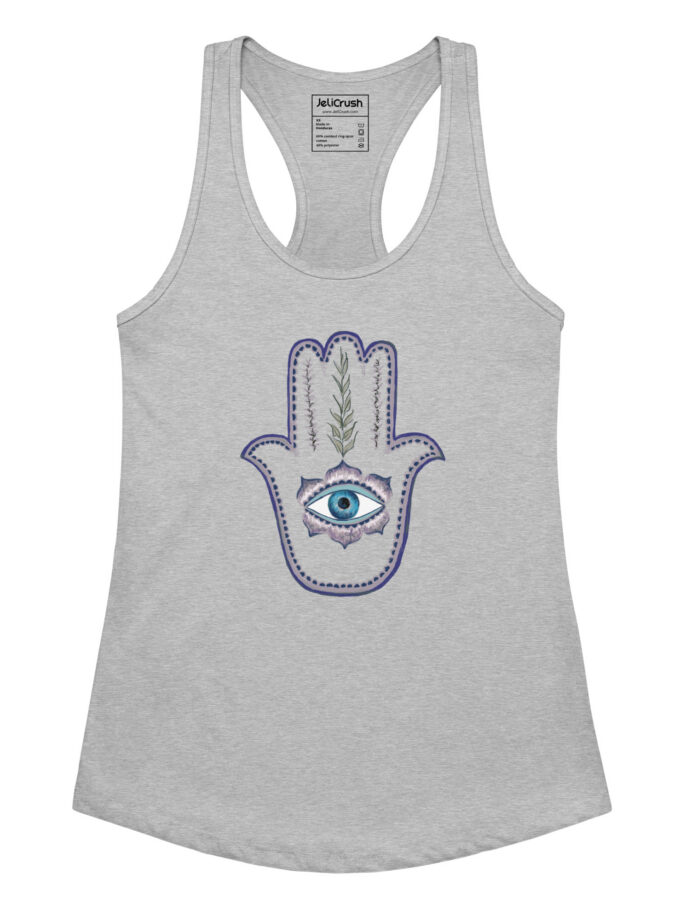 Olive Branch Hamsa Fitted Racerback Tank Top