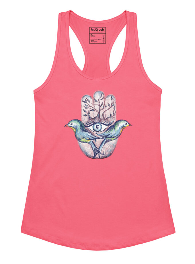 Lovebirds Hamsa Fitted Racerback Tank Top
