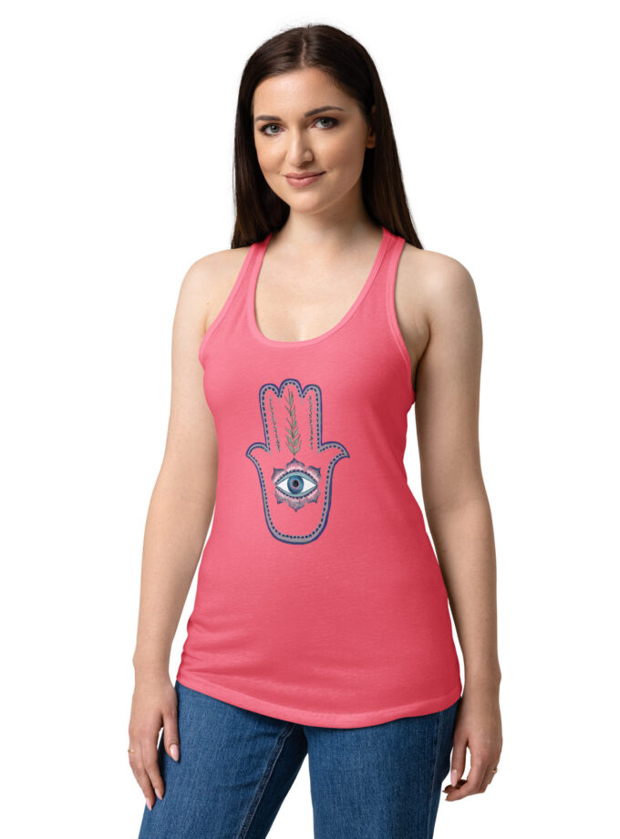 Olive Branch Hamsa Fitted Racerback Tank Top