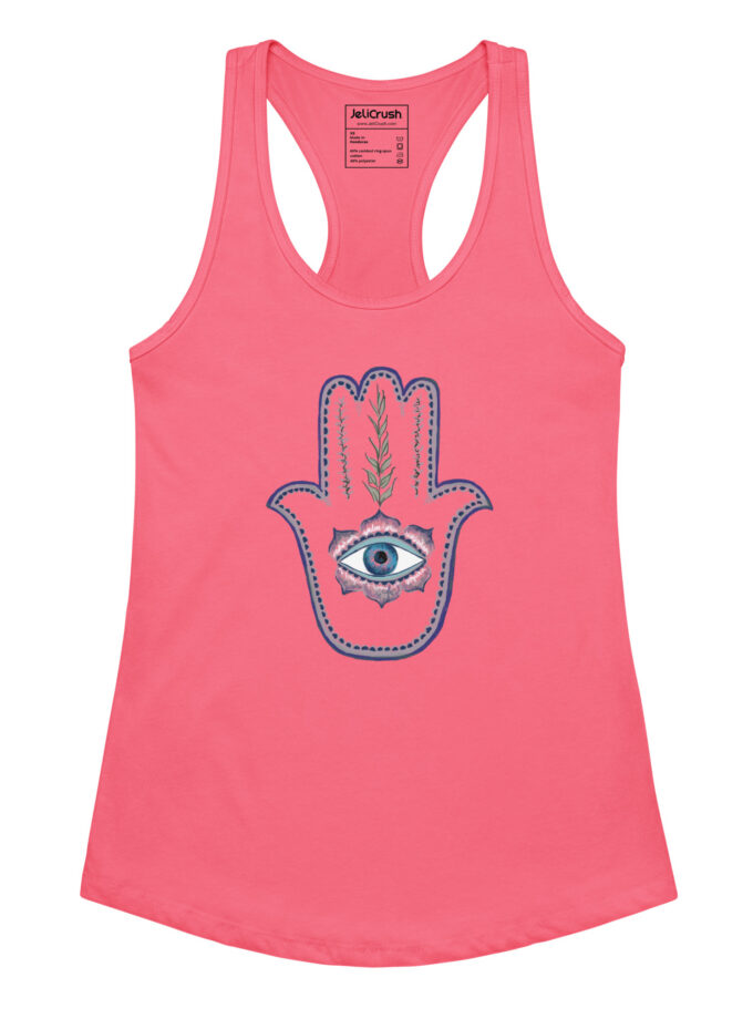 Olive Branch Hamsa Fitted Racerback Tank Top