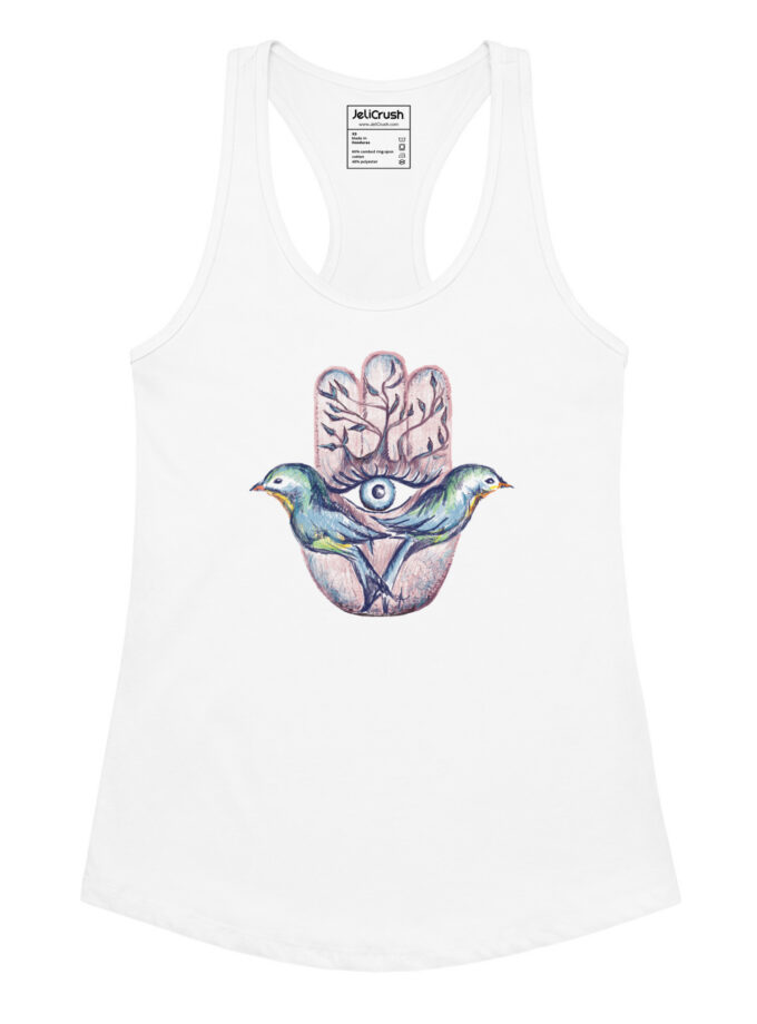 Lovebirds Hamsa Fitted Racerback Tank Top
