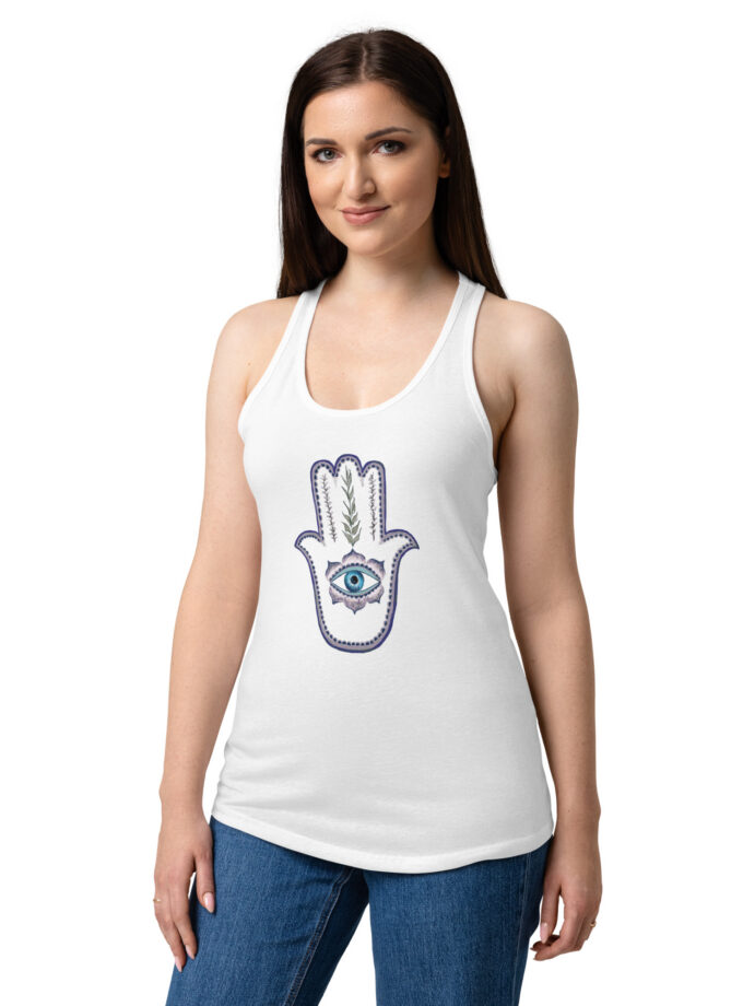 Olive Branch Hamsa Fitted Racerback Tank Top